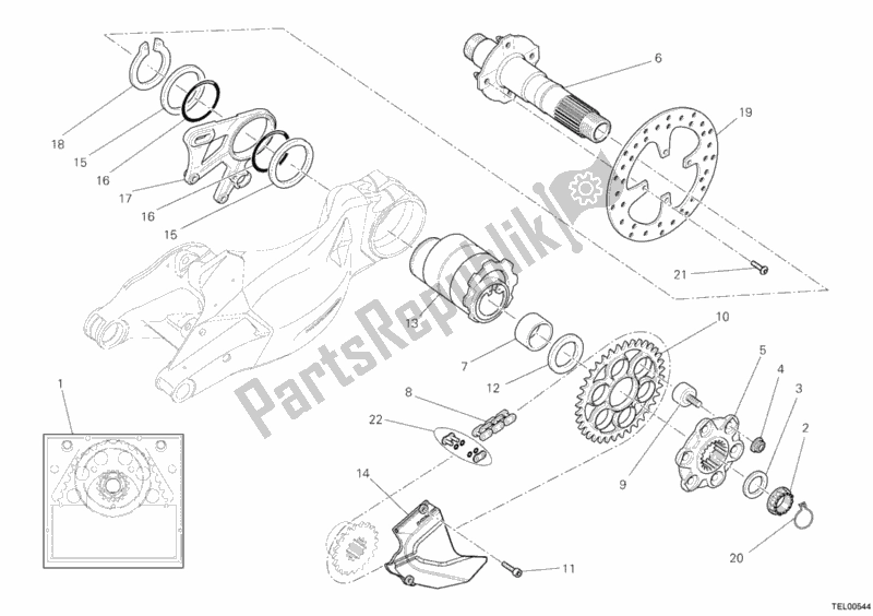 Todas as partes de Eixo Da Roda Traseira do Ducati Streetfighter S USA 1100 2011
